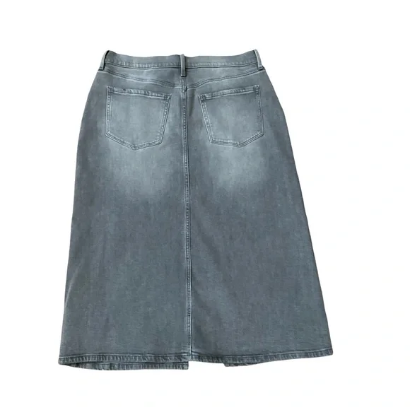 a.n.a High Waist Crystal Embellished Gray Denim Skirt Midi NWT size 12 - Picture 4 of 11